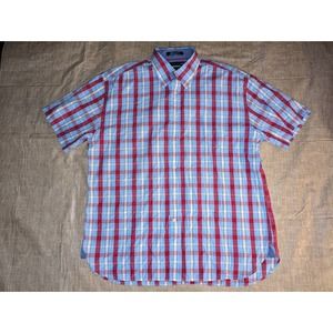 Tommy Hilfiger Men’s Xl red & blue plaid short sleeve button down